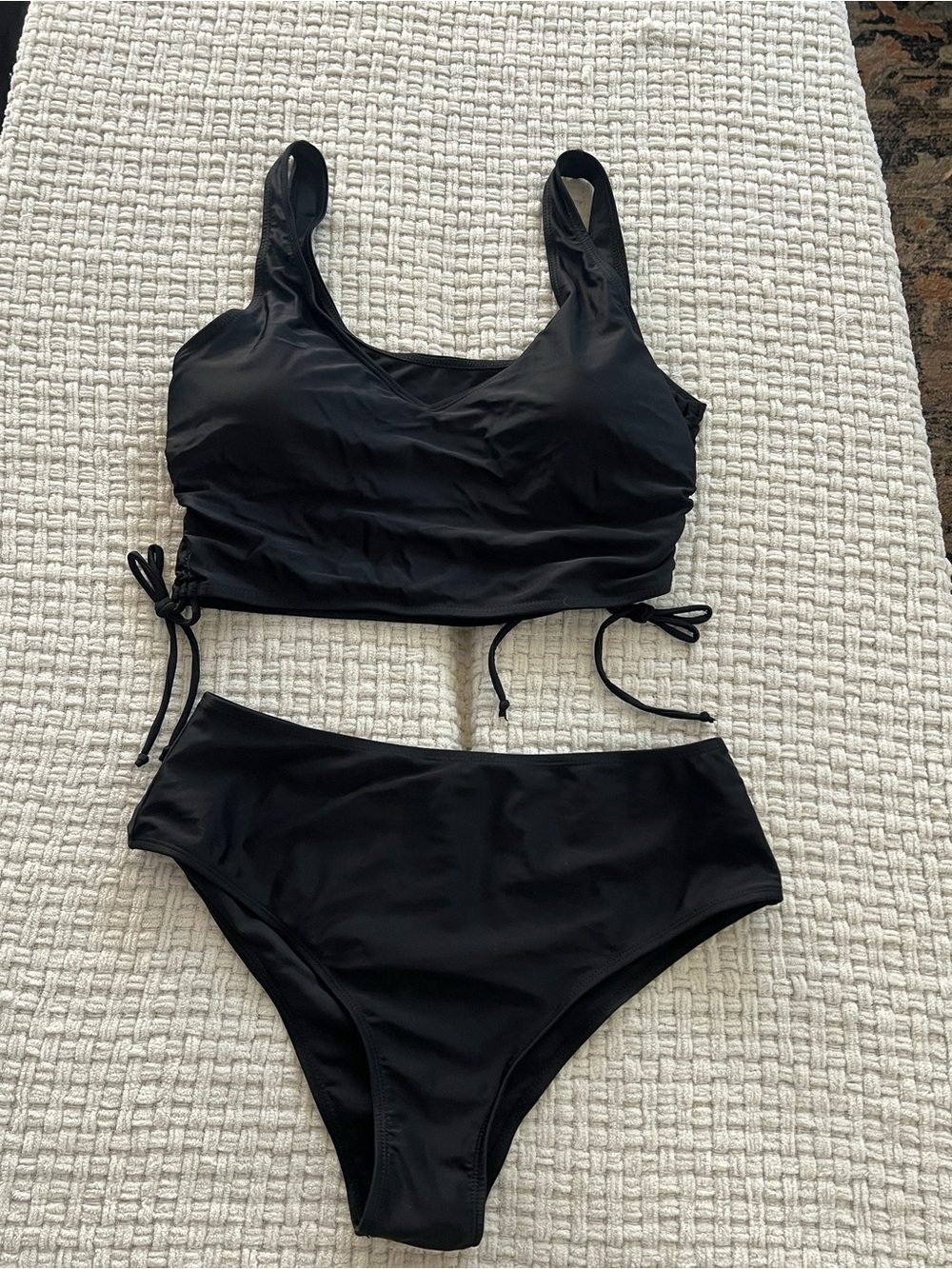 SHEIN Black Tank-Style High-Waist Bikini Set